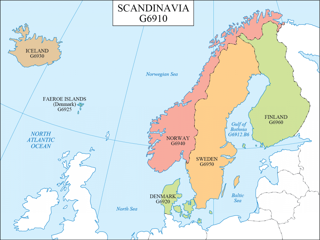Какие страны находятся на скандинавском полуострове. Северная Скандинавия на карте. Скандинавия политическая карта. Карта скандинавских стран. Скандинавский полуостров на карте.