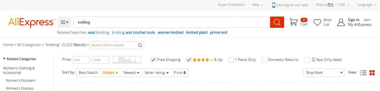 How to find a niche: see how many orders these AliExpress items have