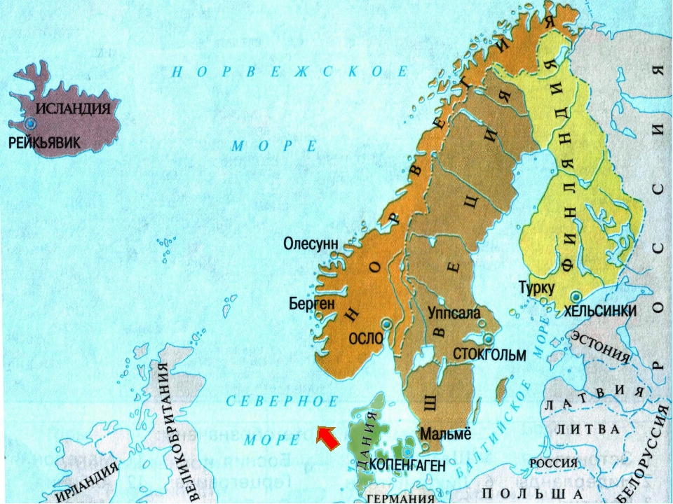 Политическая карта скандинавского полуострова