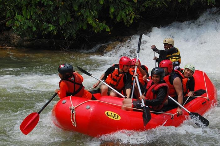 A group enjoying water rafting at Perak 